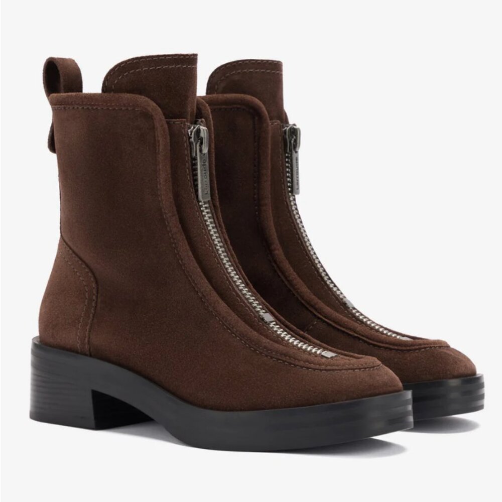 Larroudé Nicole Lo Brown Suede Platform Boots Size 37